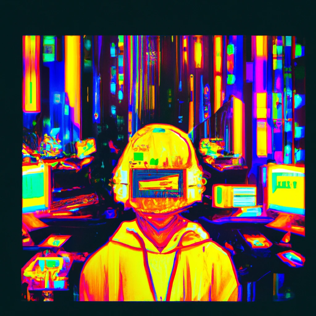 DALL·E 2023-01-23 19.13.42 - a cyberpunk, psychedelic depiction of anxiety